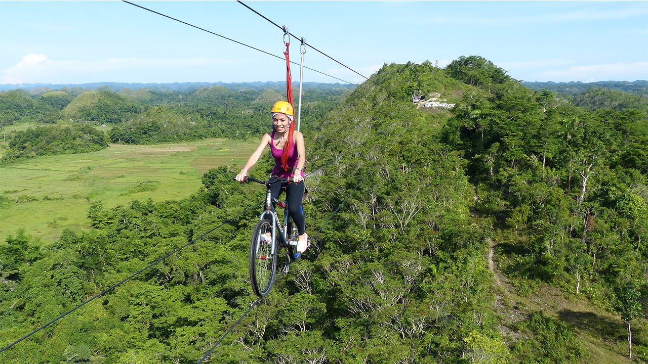 Biking on a zipline