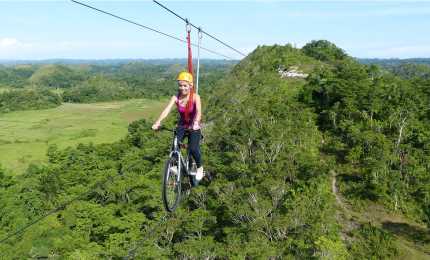 Biking on a zipline